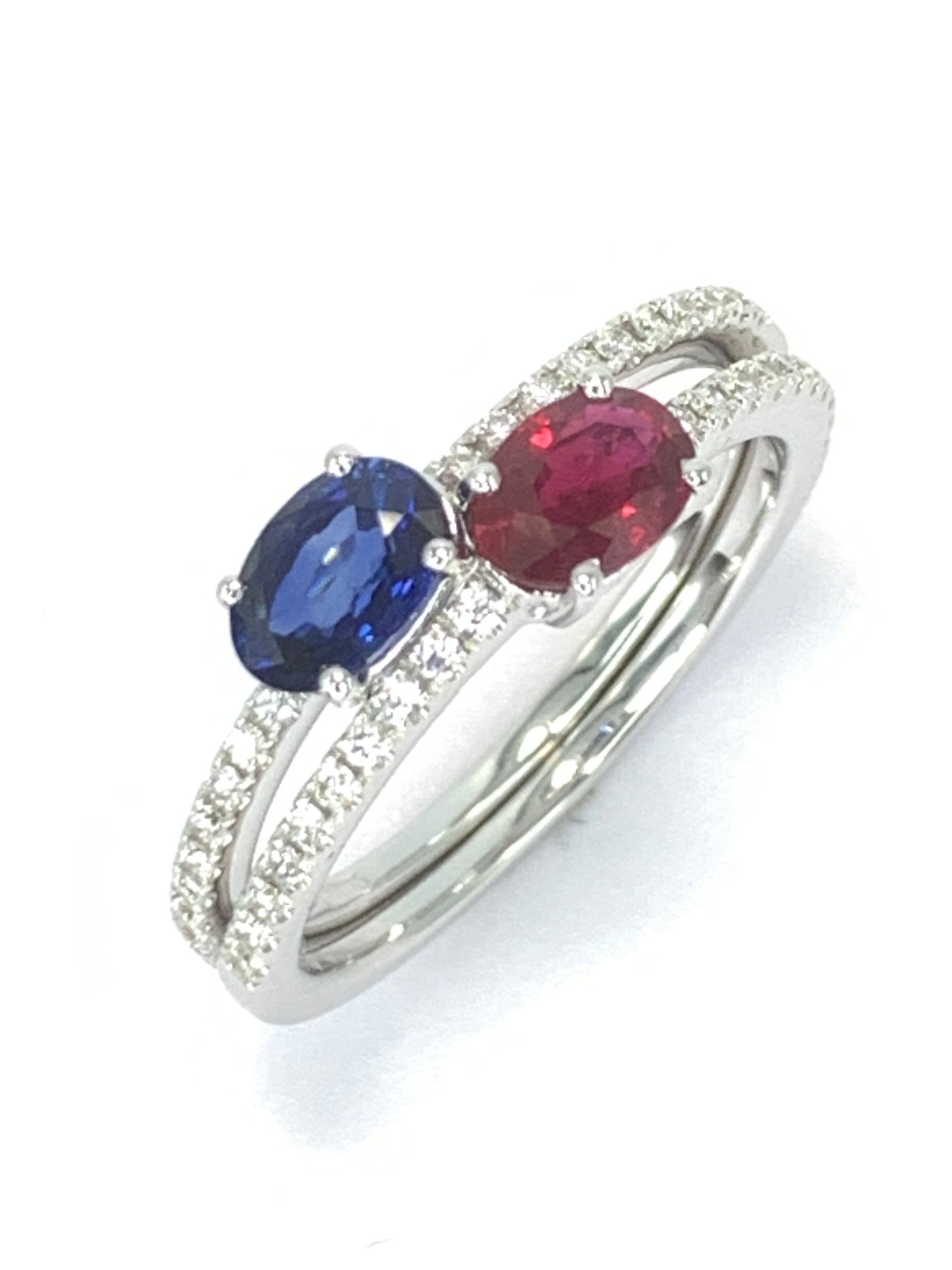 Anello diamanti Rubino/Zaffiro