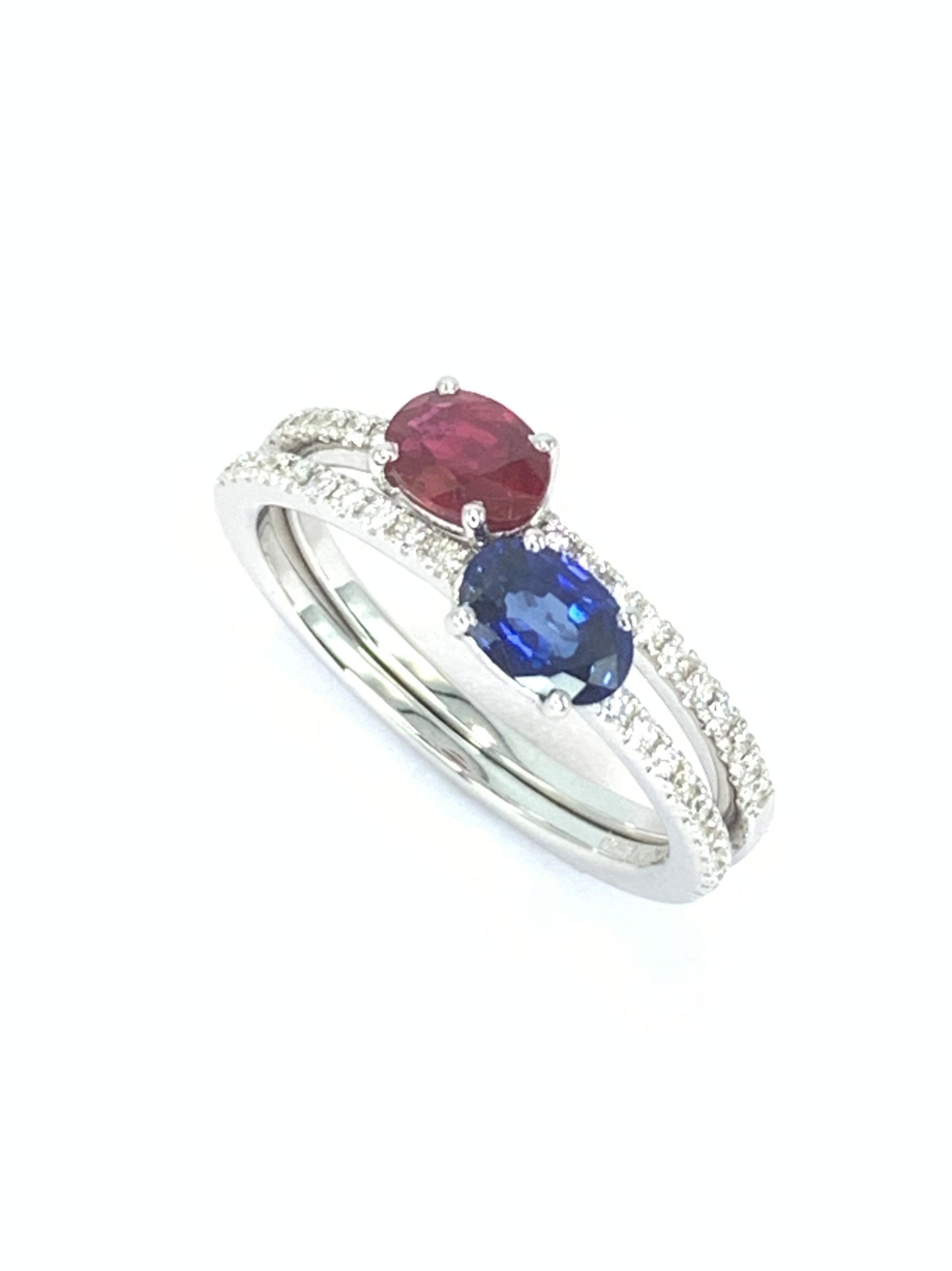 Anello diamanti Rubino/Zaffiro