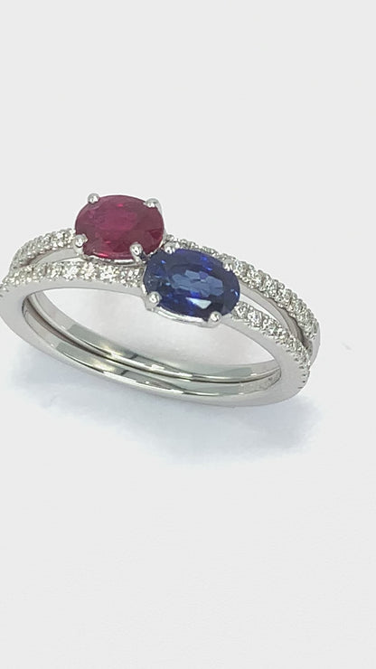 Anello diamanti Rubino/Zaffiro